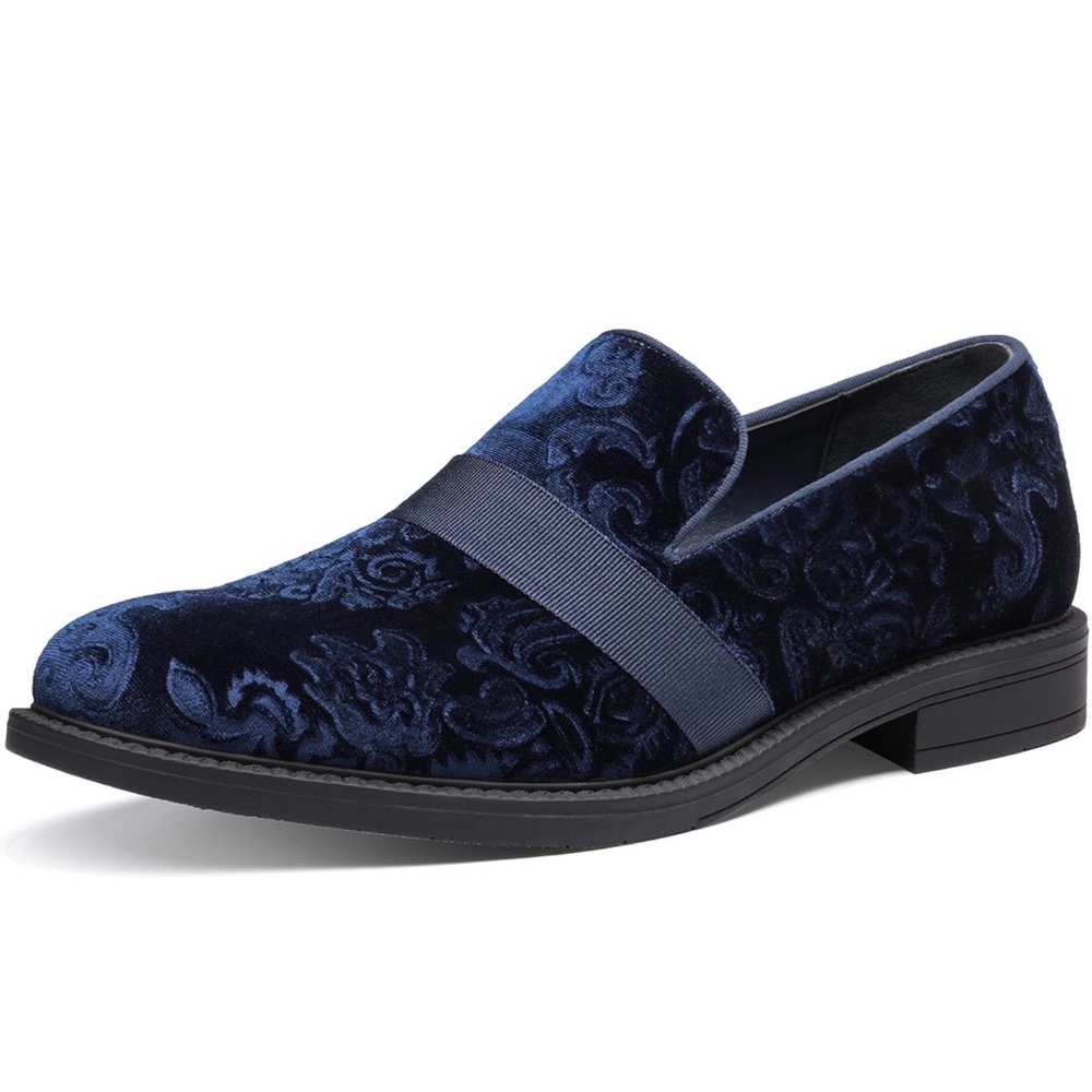 Bruno Marc Men's Blue Velvet Loafers